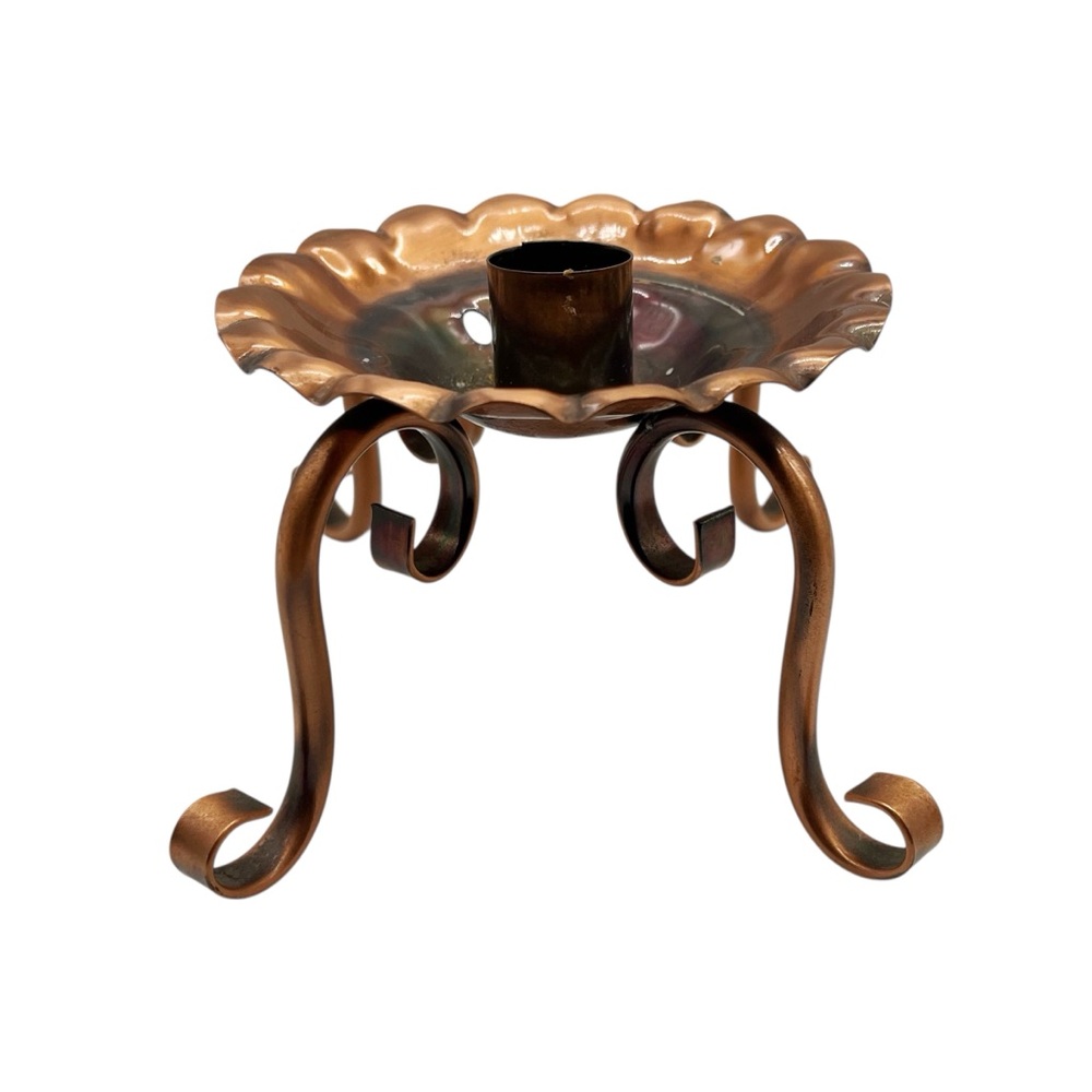 Vintage Gregorian Made USA Copper Candle Holder  Stamped Cottagecore MCM